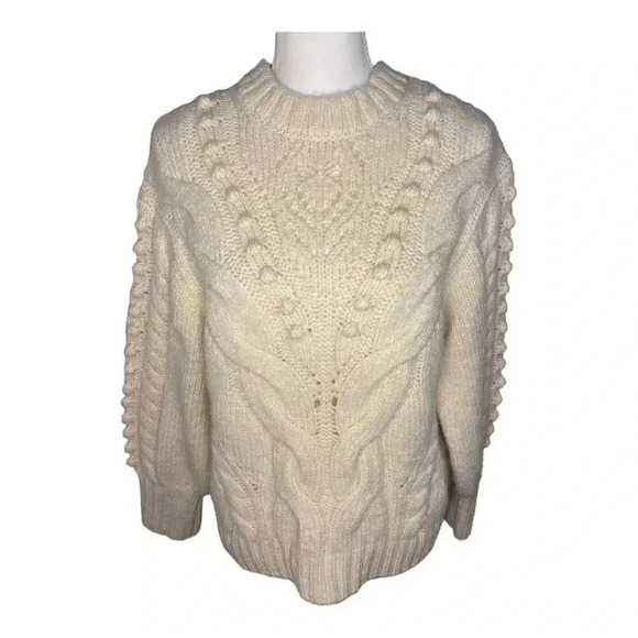 Mango Women’s Small Cable‎ Knit Thick Oversized Cream Sweater - Picture 1 of 5